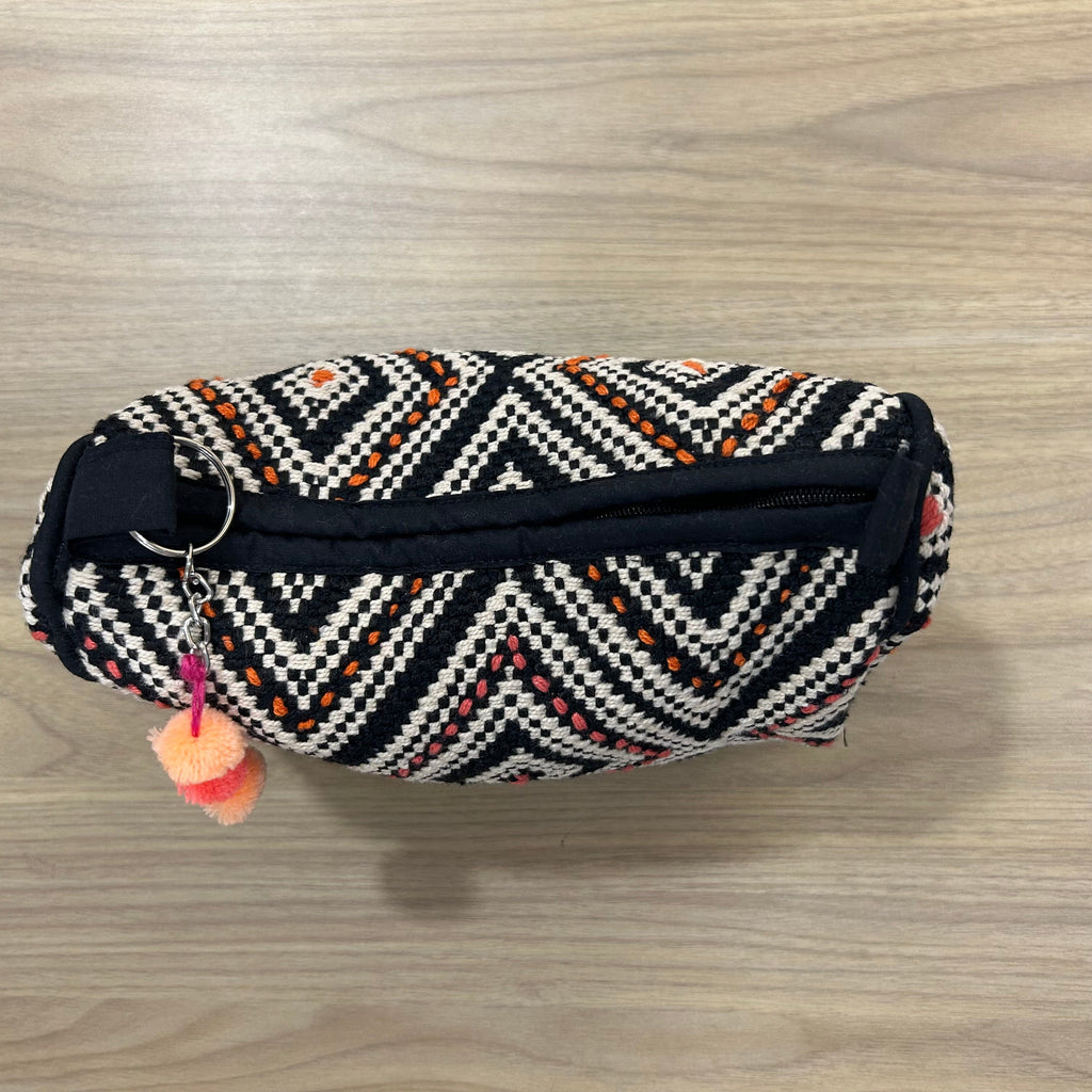Sadyaska Black and White (Orange - Pink) Cotton Medium Size Woven Wedding Jewelry Pouch / Cosmetic / Make Up Case Multifunction Storage 1 Pcs Product