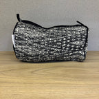Sadyaska Black and White Chevron Cotton Medium Size Woven Wedding Jewelry Pouch / Cosmetic / Make Up Case Multifunction Storage 1 Pcs Product