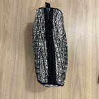 Sadyaska Black and White Chevron Cotton Medium Size Woven Wedding Jewelry Pouch / Cosmetic / Make Up Case Multifunction Storage 1 Pcs Product