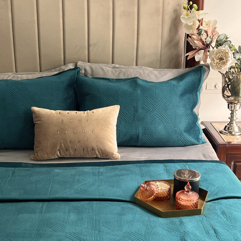 Sadyaska Bonito Emerald Green Velvet 1 Pcs Bedspread