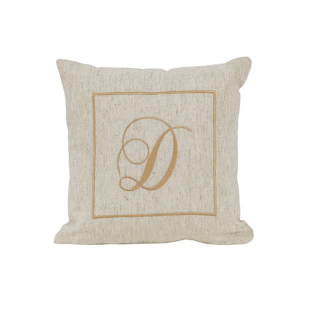 Maspar Machine Embroidery Monogram D/Cotton Flax Cushion Cover Beige