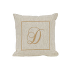 Maspar Machine Embroidery Monogram D/Cotton Flax Cushion Cover Beige