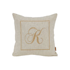 Maspar Machine Embroidery Monogram K/Cotton Flax Cushion Cover Beige