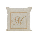Maspar Machine Embroidery Monogram M/Cotton Flax Cushion Cover Beige