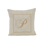 Maspar Machine Embroidery Monogram P/Cotton Flax Cushion Cover Beige