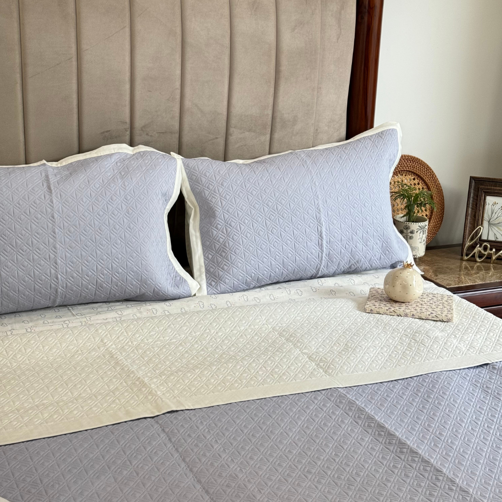 Sadyaska Cloud Dreams Smoke Blue and Ivory Kids 10 Pcs Bedding Set