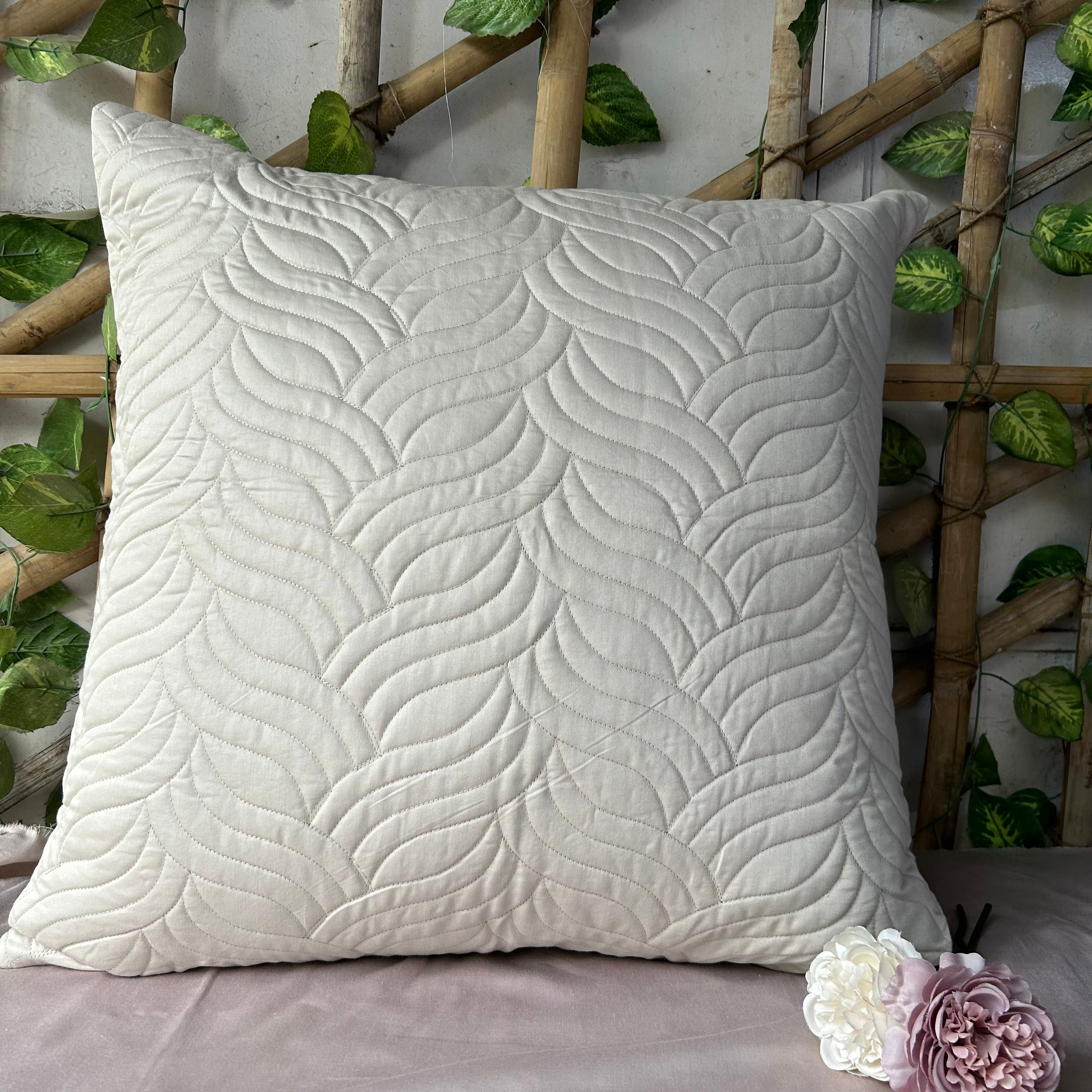 Sadyaska Comber Beige Quilted Cotton Rich 1 Pcs Euro Sham