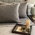 Sadyaska Beige & Olive Grey Cubist Reversible 1 Pcs Bedspread