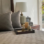 Sadyaska Beige & Olive Grey Cubist Reversible 1 Pcs Bedspread