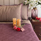 Sadyaska Mauve and Taupe Cubist Reversible 1 Pcs Bedspread