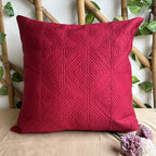 Sadyaska Cubist Maroon and Olive Grey Quilted Reversible Cotton 1 Pcs Euro Sham