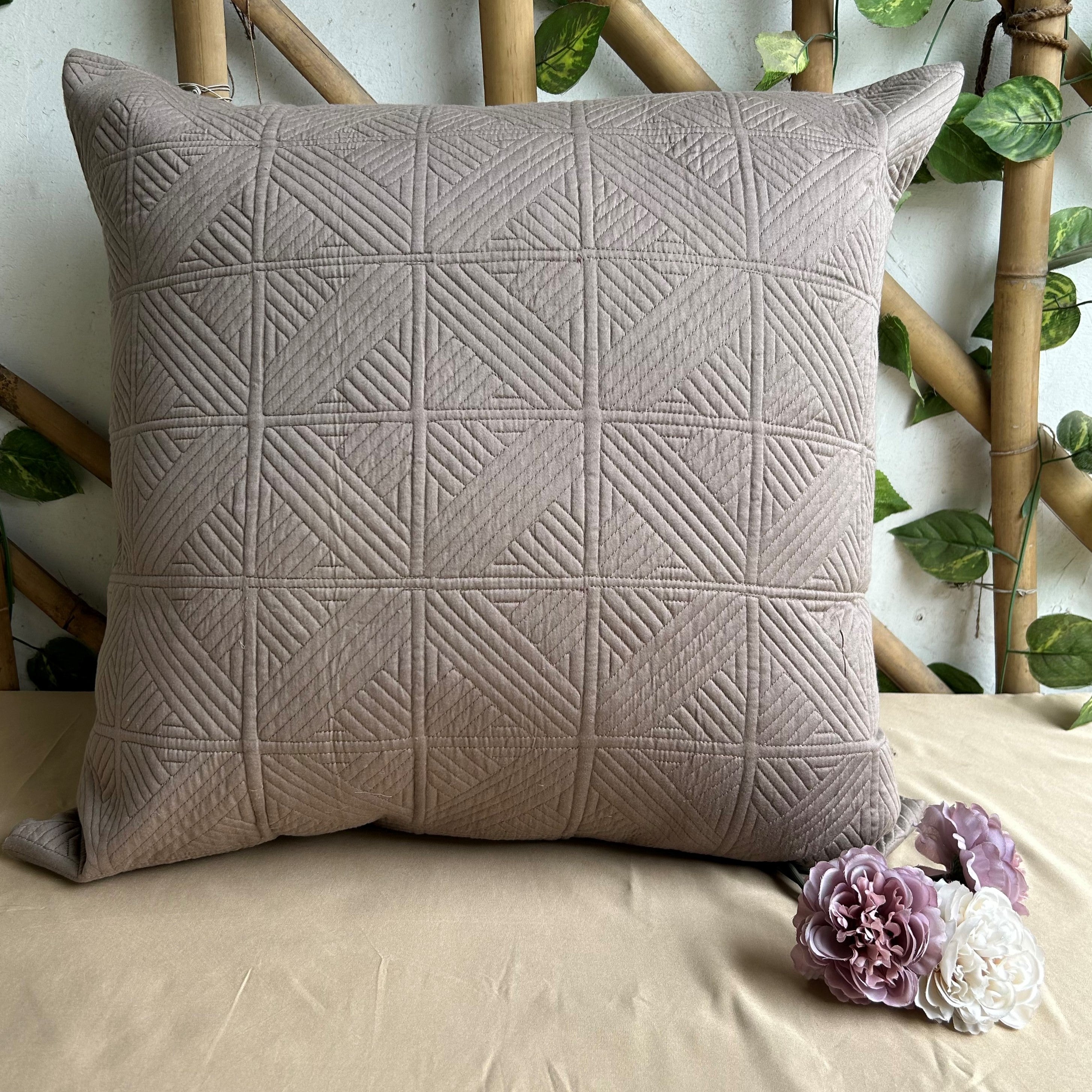 Sadyaska Cubist Taupe Quilted Cotton 1 Pcs Euro Sham