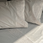 Sadyaska Chantilly Beige Embroidered Lace Set 1 Pcs Bedsheet