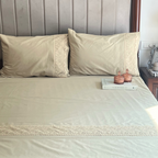 Sadyaska Chantilly Desert Beige Embroidered Lace Set 1 Pcs Bedsheet