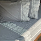 Sadyaska Chantilly Elephant Grey Embroidered Lace Set 1 Pcs Bedsheet