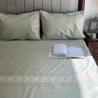 Sadyaska Chantilly Forest Green Embroidered Lace Set 1 Pcs Bedsheet