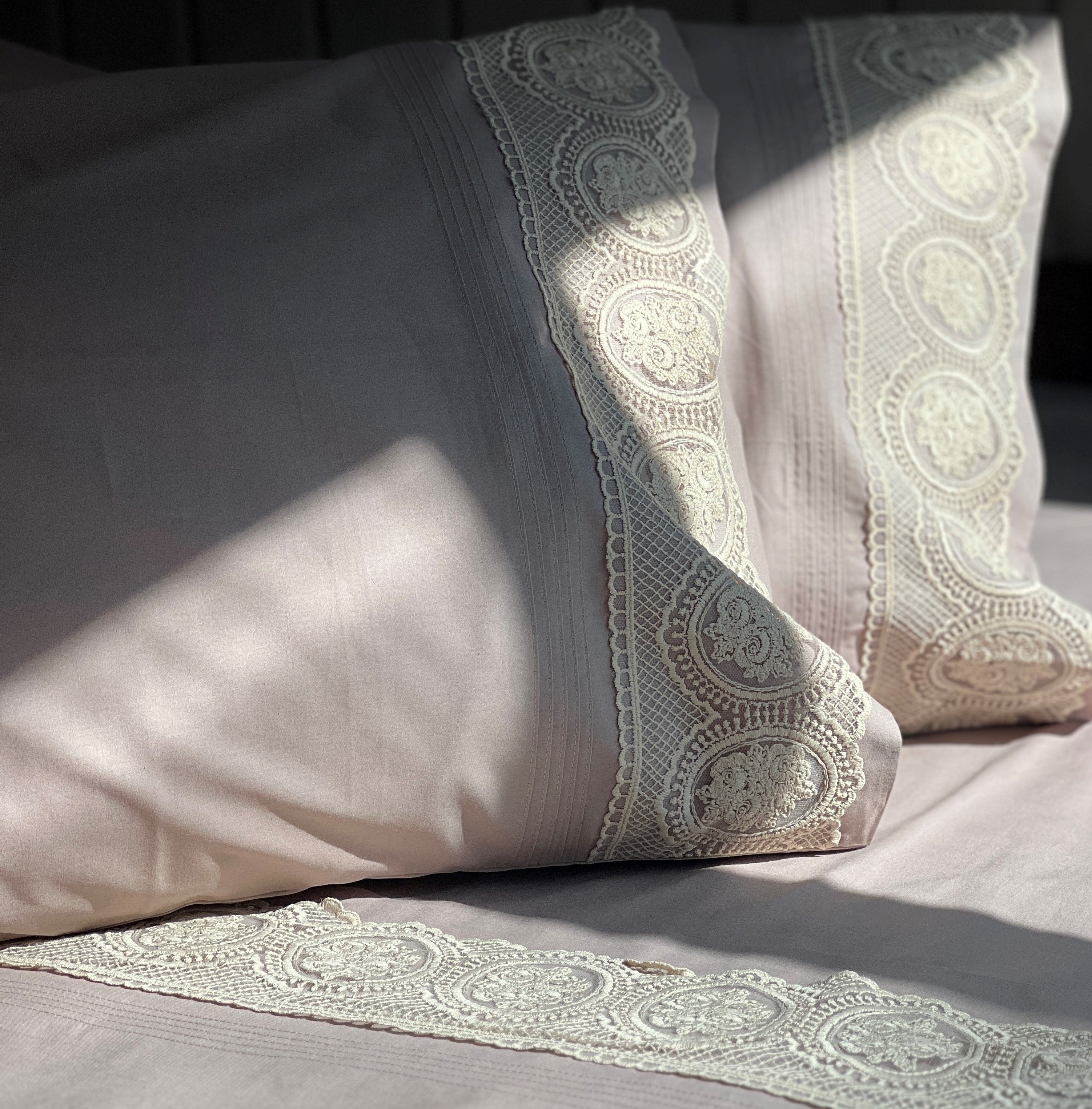 Sadyaska Chantilly Mocha Embroidered Lace Set 1 Pcs Bedsheet