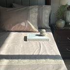 Sadyaska Chantilly Mocha Embroidered Lace Set 1 Pcs Bedsheet