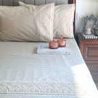 Sadyaska Chantilly Oats Beige Embroidered Lace Set 1 Pcs Bedsheet