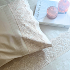 Sadyaska Chantilly Oats Beige Embroidered Lace Set 1 Pcs Bedsheet