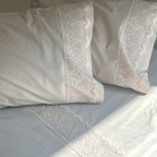 Sadyaska Chantilly Oats Beige Embroidered Lace Set 1 Pcs Bedsheet