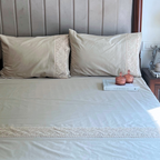 Sadyaska Chantilly Oats Beige Embroidered Lace Set 1 Pcs Bedsheet