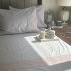 Sadyaska Chantilly Pearl Grey Embroidered Lace Set 1 Pcs Bedsheet
