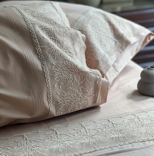 Sadyaska Chantilly Sand Embroidered Lace Set 1 Pcs Bedsheet