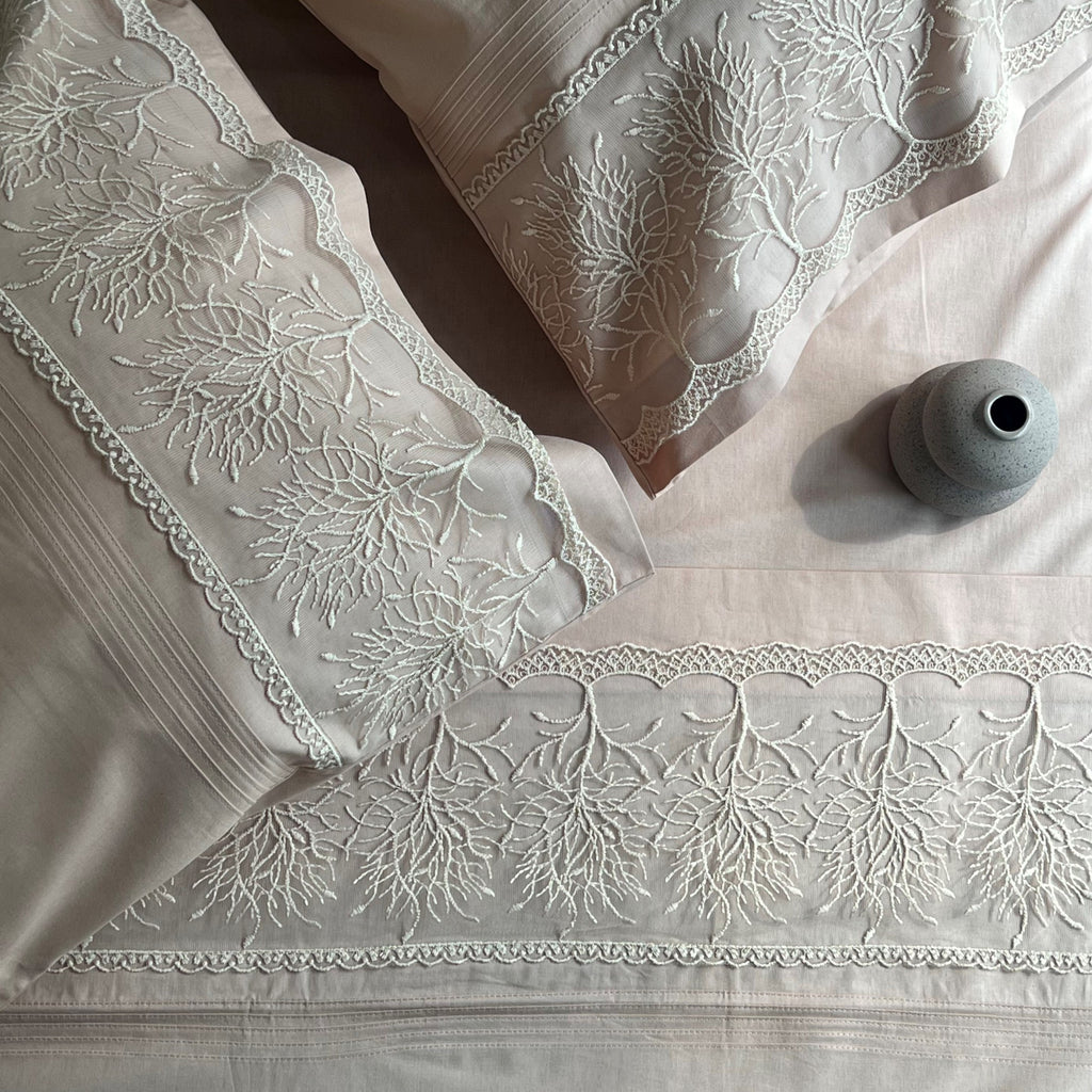 Sadyaska Chantilly Sand Embroidered Lace Set 1 Pcs Bedsheet