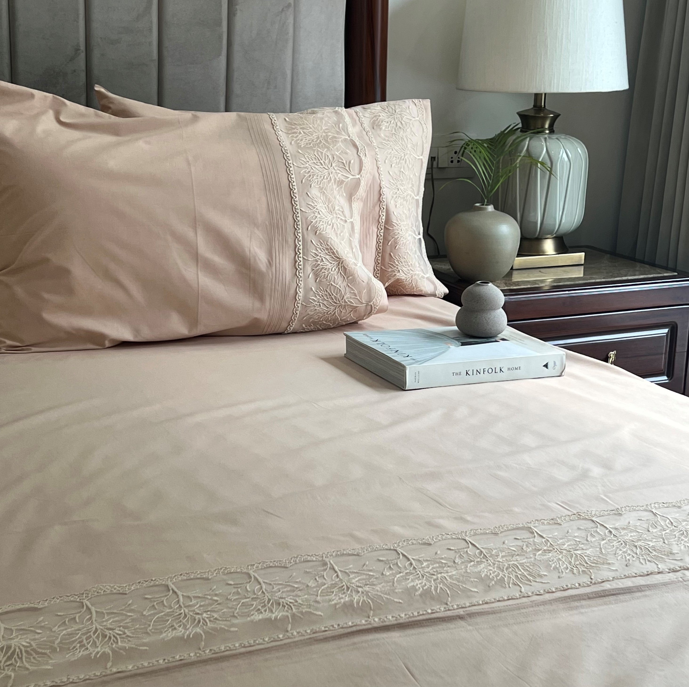 Sadyaska Chantilly Sand Embroidered Lace Set 1 Pcs Bedsheet