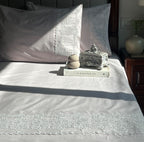 Sadyaska Chantilly Silver Embroidered Lace Set 1 Pcs Bedsheet