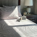 Sadyaska Chantilly Silver Embroidered Lace Set 1 Pcs Bedsheet