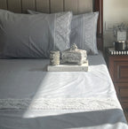 Sadyaska Chantilly Slate Embroidered Lace Set 1 Pcs Bedsheet