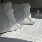 Sadyaska Chantilly Slate Embroidered Lace Set 1 Pcs Bedsheet