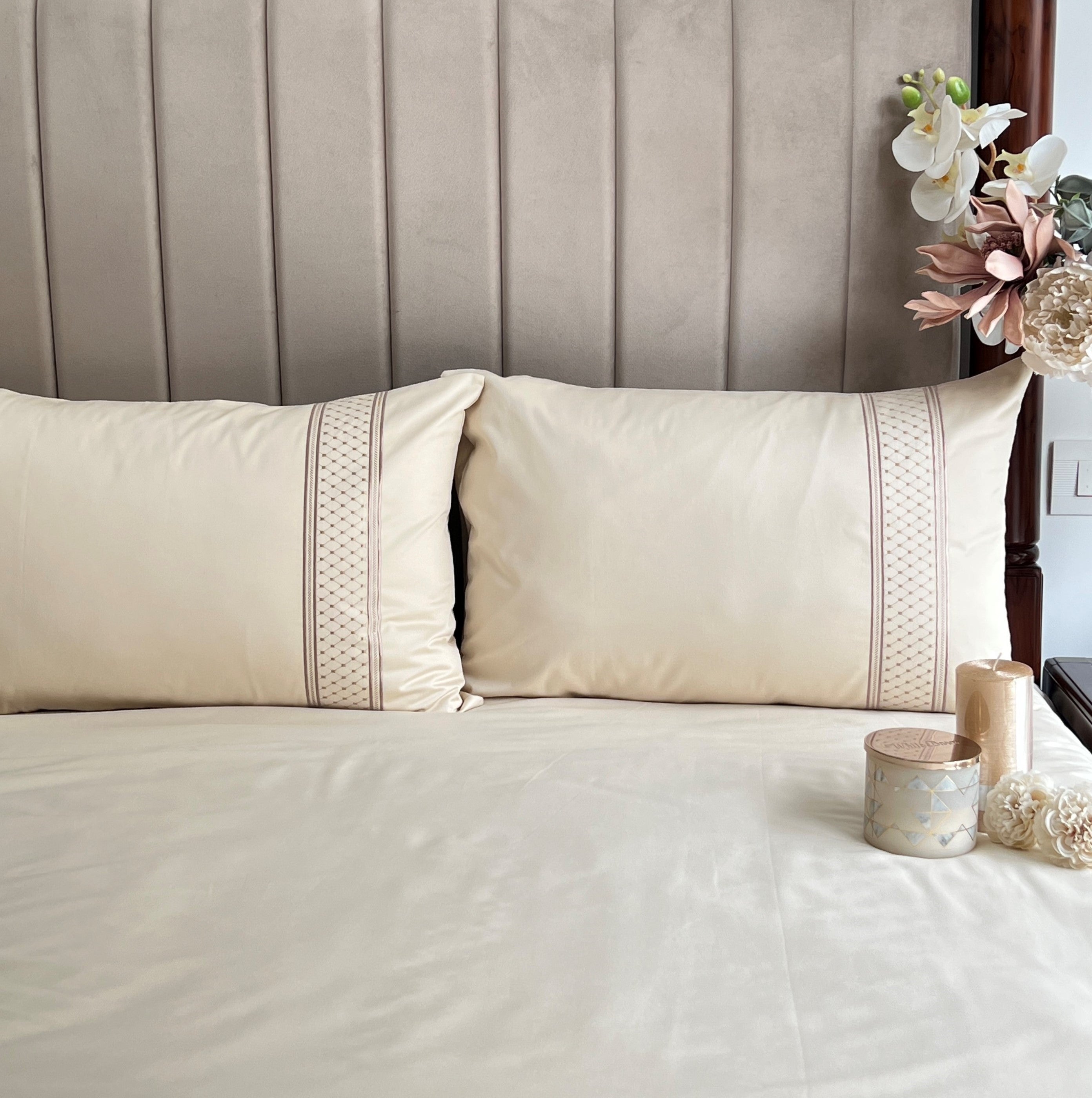 Sadyaska 600TC Cotton Checkers Beige Beyond Set 1 Pcs Bedsheet