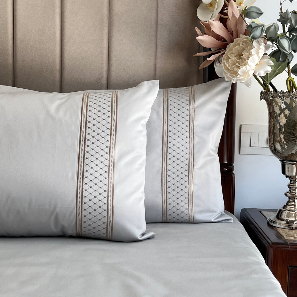 Sadyaska 600TC Cotton Checkers Pearl Grey Beyond Set 1 Pcs Bedsheet