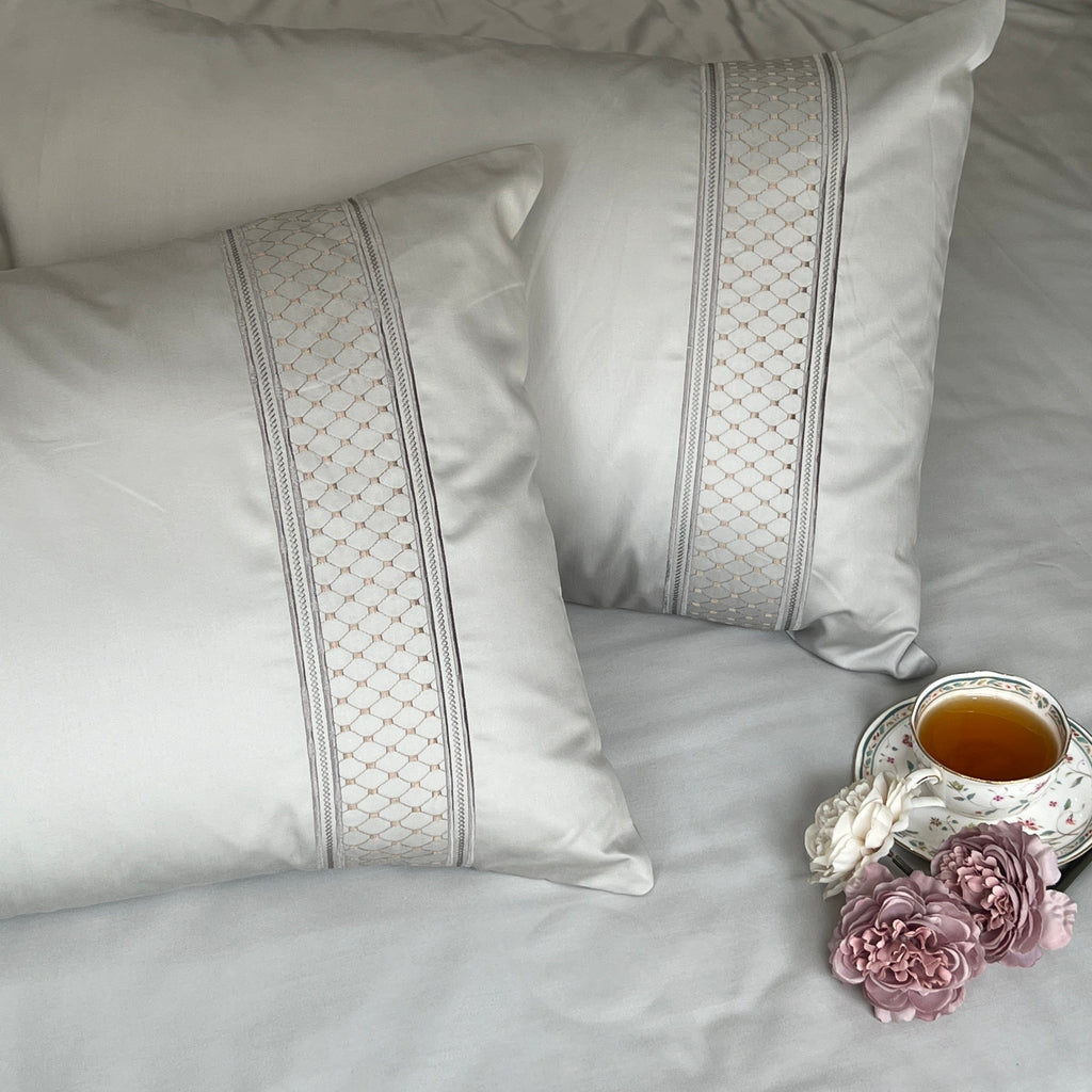 Sadyaska 600TC Cotton Checkers Platinum Beyond Set 1 Pcs Bedsheet