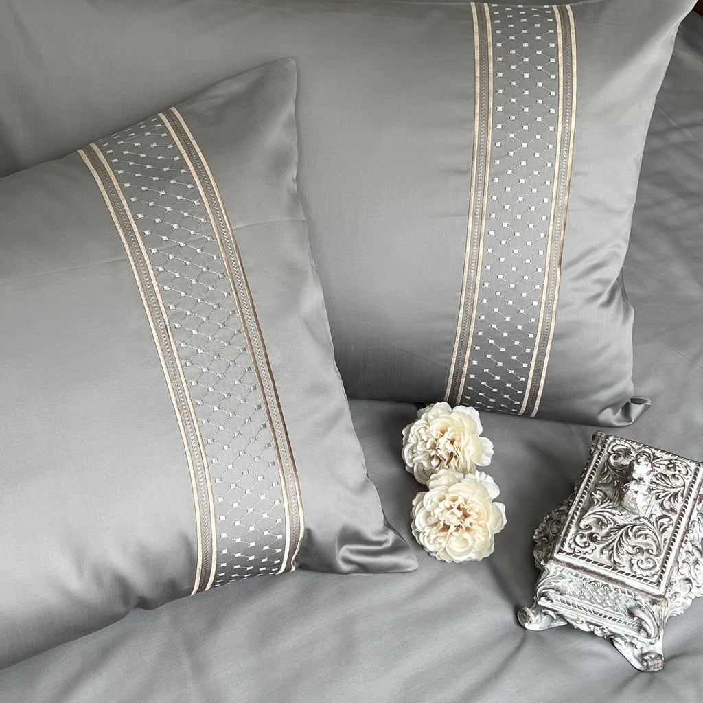 Sadyaska 600TC Cotton Checkers Steel Grey Beyond Set 1 Pcs Bedsheet