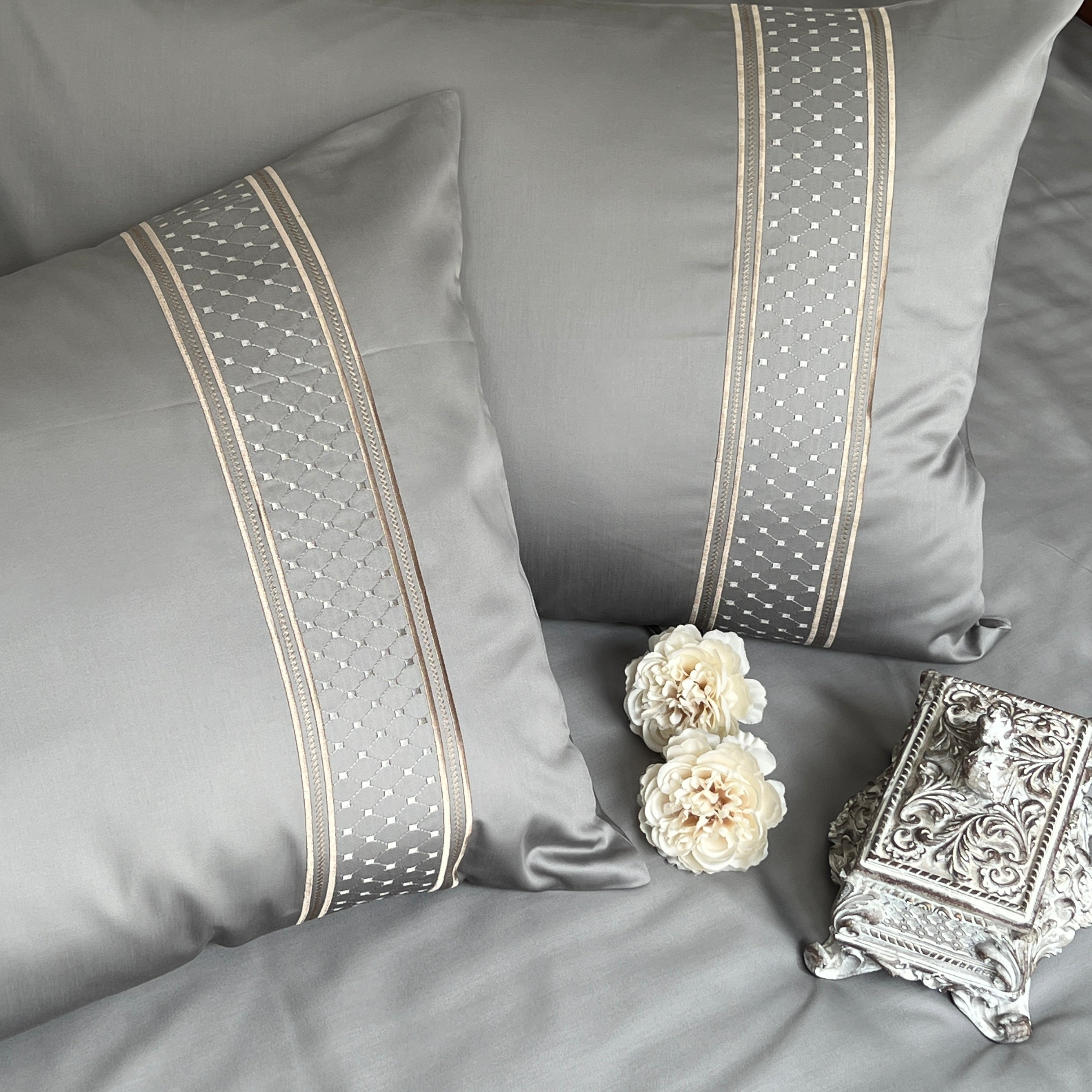 Sadyaska 600TC Cotton Checkers Steel Grey Beyond Set 1 Pcs Bedsheet