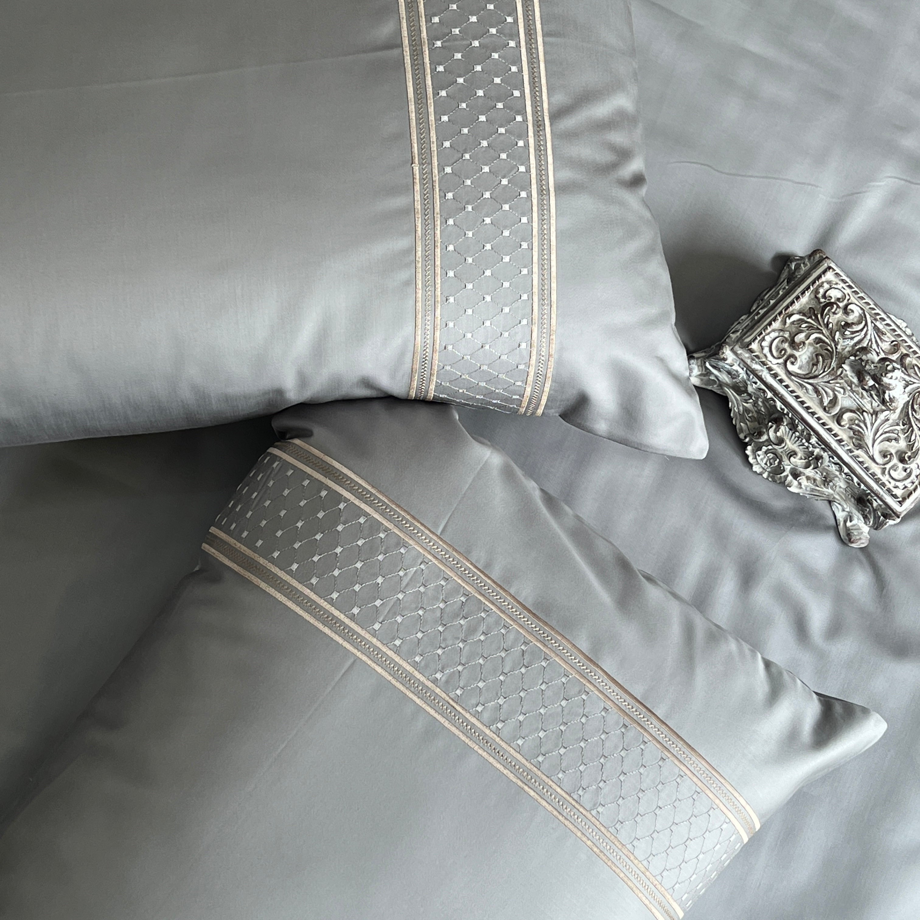 Sadyaska 600TC Cotton Checkers Steel Grey Beyond Set 1 Pcs Bedsheet