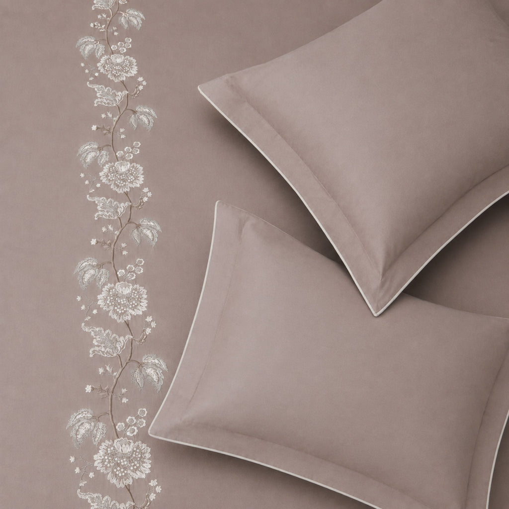 Sansaar by DDdecor Large Bedsheet Set with 2 Pillow Covers - Peonia - Mushroom - Embroidered - 1 Pc
