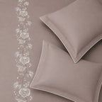 Sansaar by DDdecor Large Bedsheet Set with 2 Pillow Covers - Peonia - Mushroom - Embroidered - 1 Pc