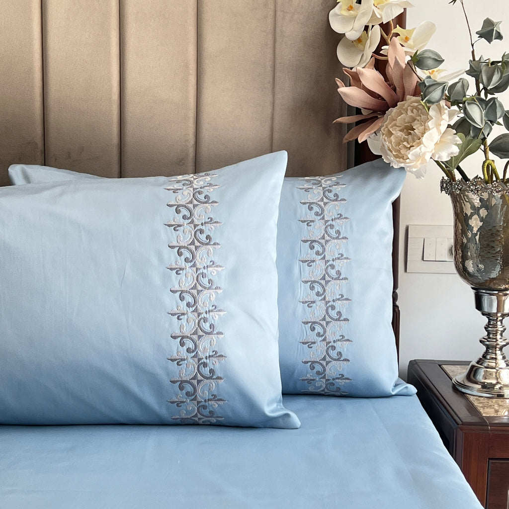 Sadyaska 600TC Cotton Crown Sea Blue Beyond Set 1 Pcs Bedsheet