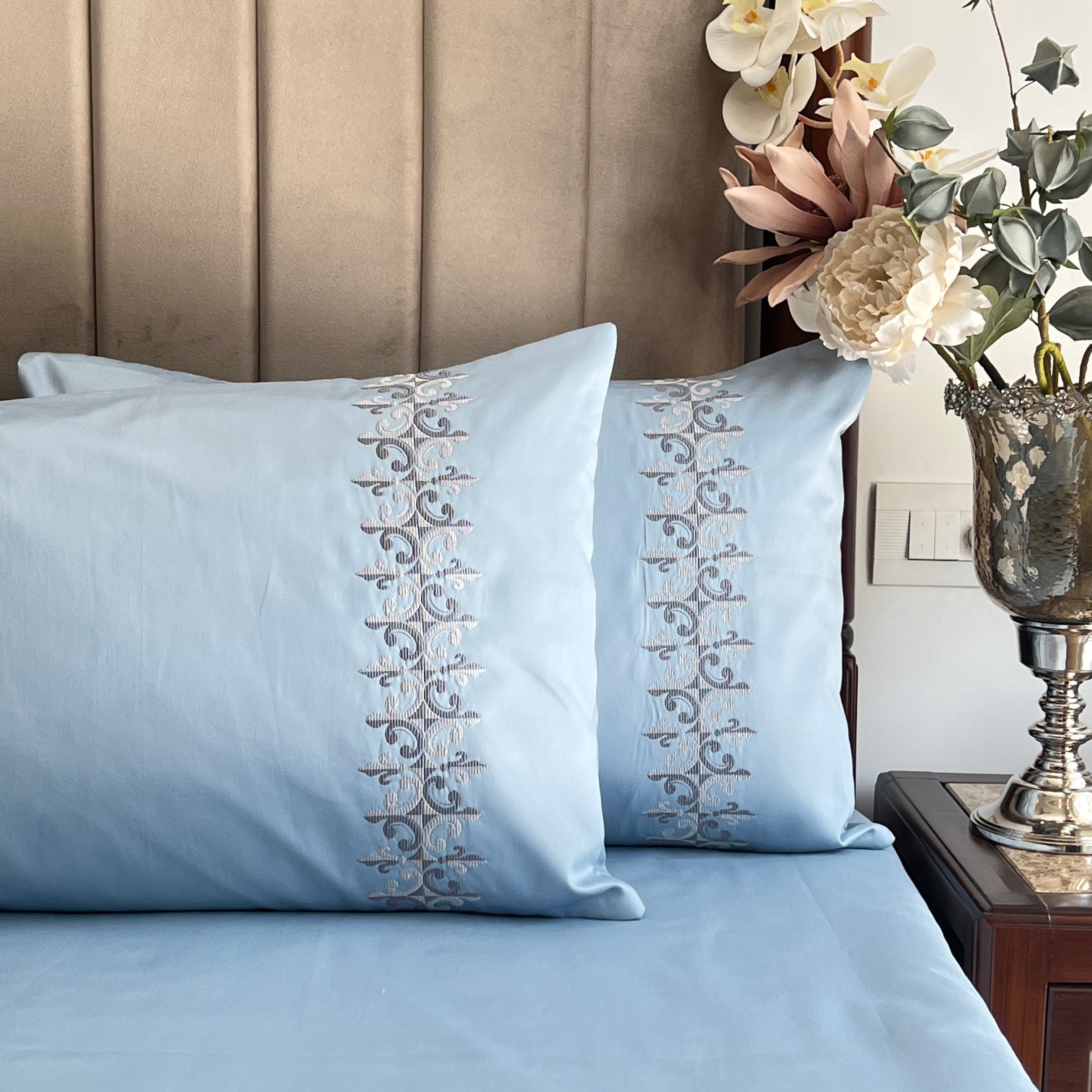 Sadyaska 600TC Cotton Crown Sea Blue Beyond Set 1 Pcs Bedsheet