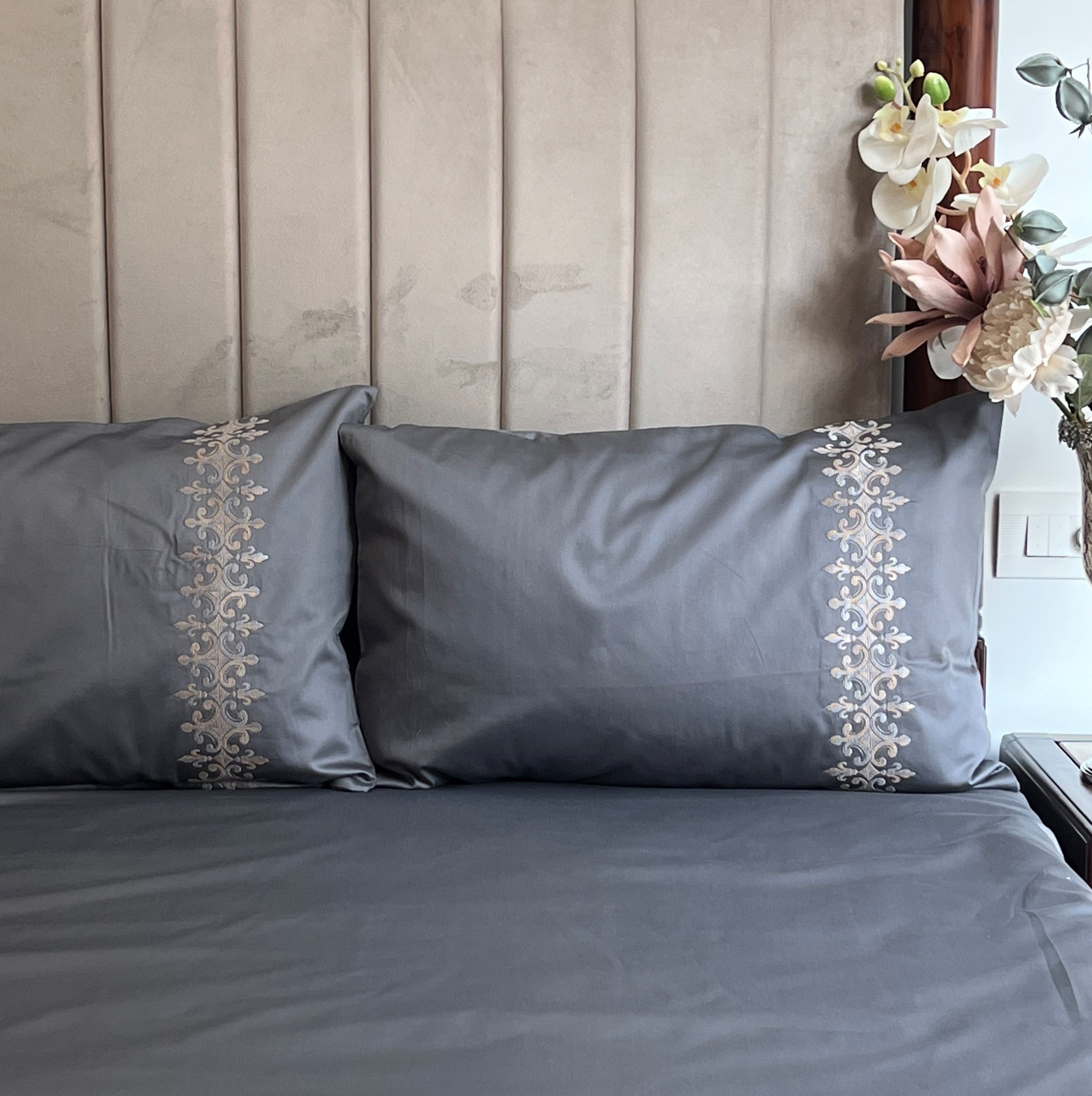 Sadyaska 600TC Cotton Crown Titanium Grey Beyond Set 1 Pcs Bedsheet