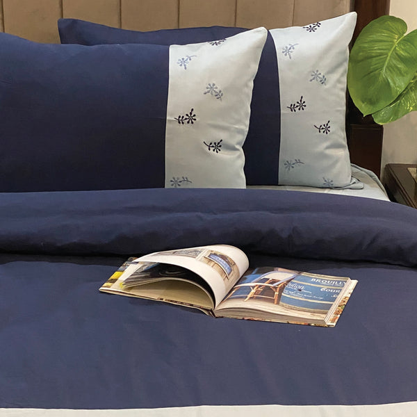 Sadyaska Daisy Smoke Blue and Navy Mesmeric 1 Pcs Duvet Cover Set