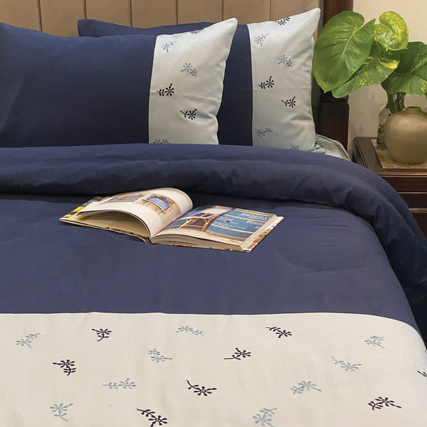 Sadyaska Daisy Smoke Blue and Navy Mesmeric 1 Pcs Duvet Cover Set