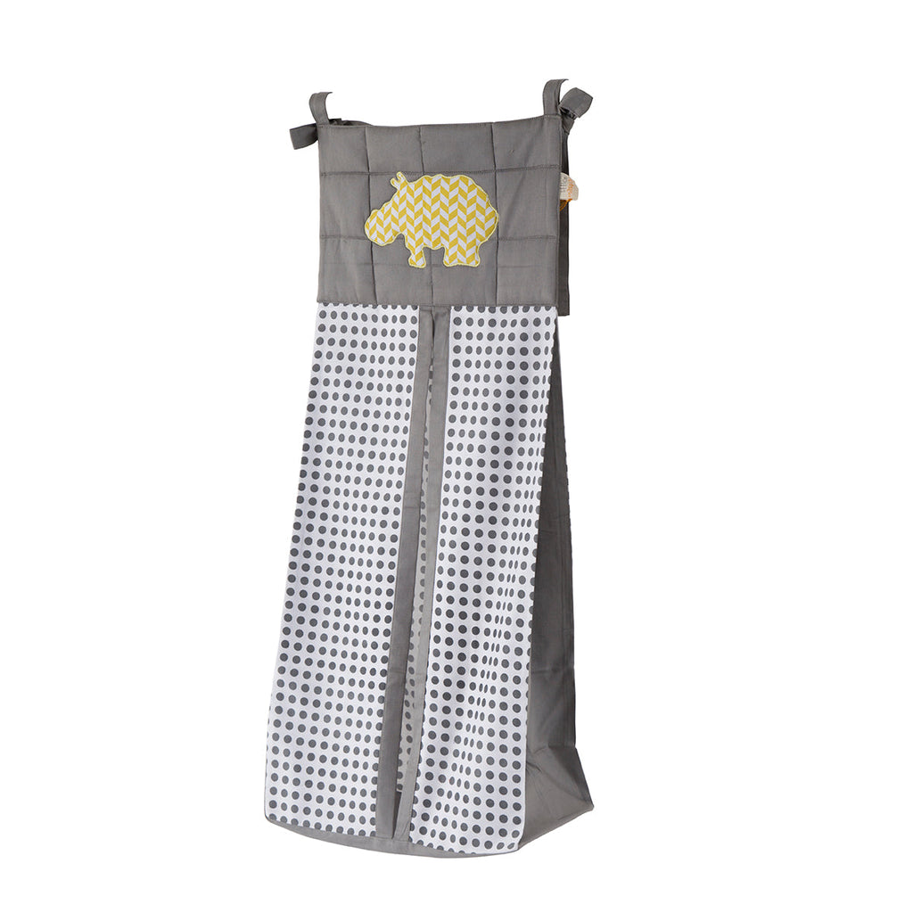 Little Maspar Printed Hippo Print Diaper Stacker Bag Yellow
