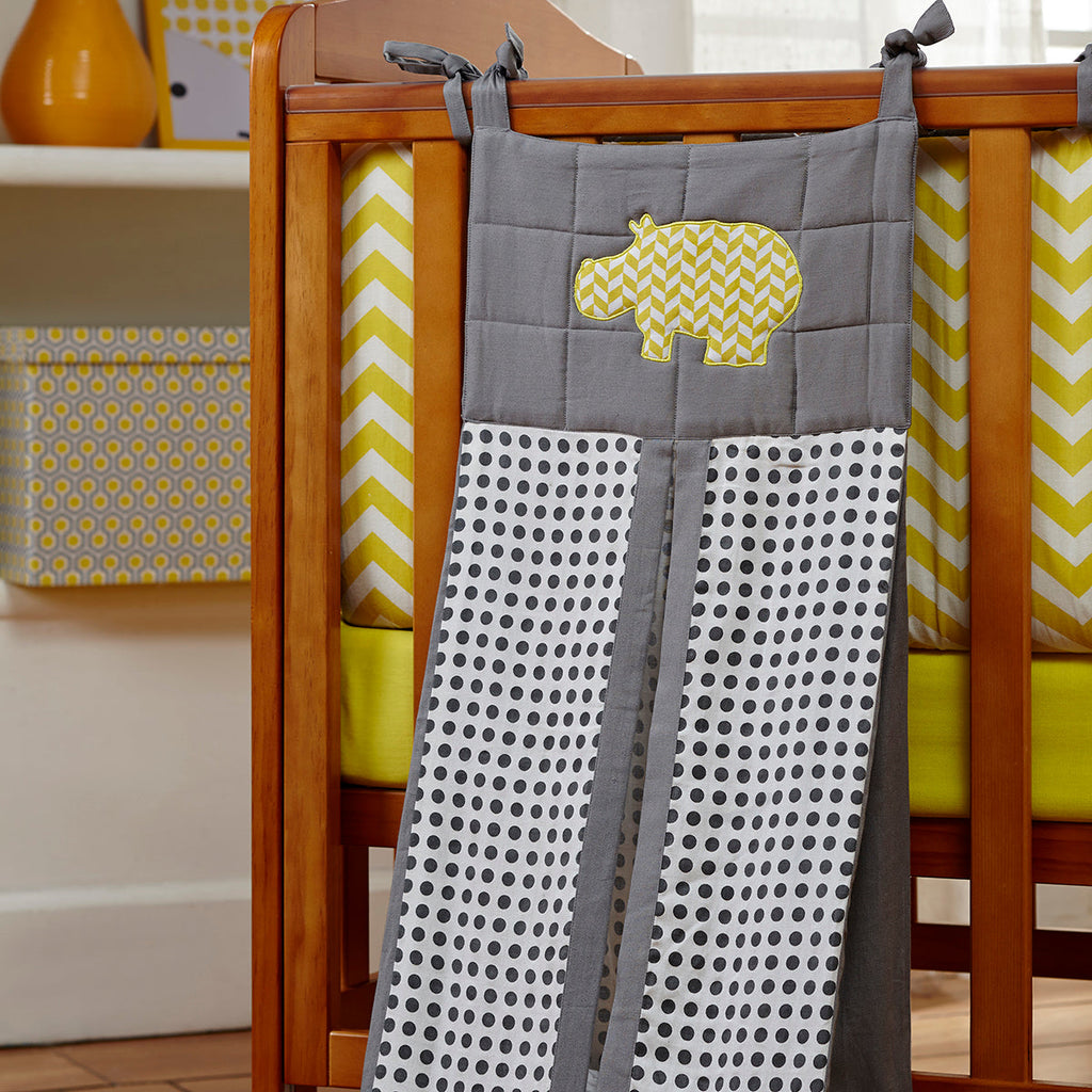 Little Maspar Printed Hippo Print Diaper Stacker Bag Yellow