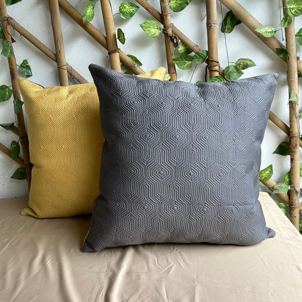 Sadyaska Diaco Buttercup Yellow and Dark Grey Quilted Reversible Cotton 1 Pcs Euro Sham